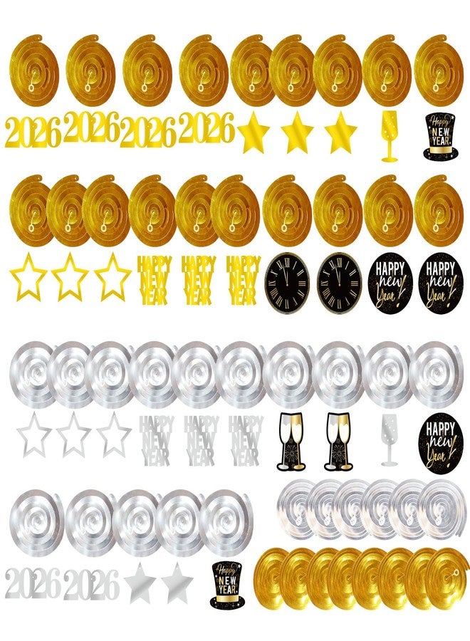 GOER 2026 New Year Festival Party Supplies 31 Pcs Hanging Swirl and Celebration Card,Gold and Black Party Supplies for 2026 New Year Eve Decorations - Image 2